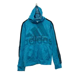 adidas ロゴ スウェット パーカー アディダス L ブルー キッズ 古着卸 アメリカ仕入 a606-6566