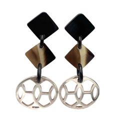 【売り尽くし】 エルメス ピアス レディース リフトPM スイング アクセサリー HERMES バッファローホーン  シルバー925   ブラウン 茶 シルバー金具 約16.3g【中古品】