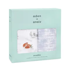 aden + anais(エイデンアンドアネイ) 【日本正規品】出産祝い ベビーギフト モスリンスワドルおくるみ 2枚セット Naturally A