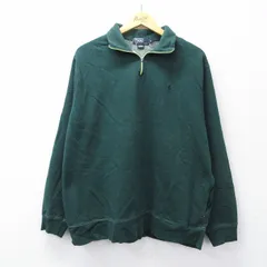 XL/古着 ラルフローレン 長袖 ブランド ハーフジップ スウェット メンズ 90s ワンポイントロゴ 緑 グリーン 25sep09 中古 スエット トレー