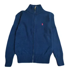 ポロ　ラルフローレン　ジップアップコットンセーター　Sサイズ　8 140cm ネイビー　US古着　キッズ古着　フルジップ　ニット