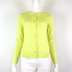 クミキョク 組曲 KUMIKYOKU 19SS カーディガン ニット 長袖 ビジューボタン M 2 レモンイエロー 黄色 美品