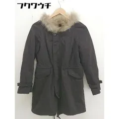 ◇ Rouge vif ルージュ ヴィフ ラクーンファー 中綿 長袖 ノーカラー コート サイズ1 ダークブラウン レディース  【中古】 【1112030003551】のサムネイル