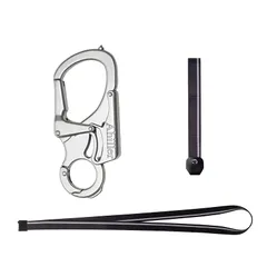 [Ahiller] カラビナ、キーホルダーセット，ダブルロックデザイン，タングステン先端の円錐形，キャンプ、ハイキング、釣り、アウトドアサバイバルなどに適した2つのストラップ付きの小さな合金カナビラ [マットシルバー] 1