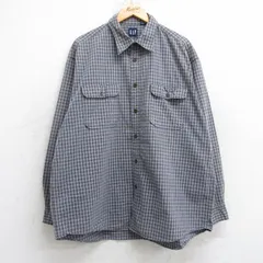 XL/古着 ギャップ GAP 長袖 ブランド シャツ メンズ 00s 大きいサイズ コットン 茶系他 ブラウン チェック 25oct20 中古 トップス