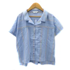 サマンサモスモス SM2 blue シャツ ブラウス 半袖 オープンカラー ストライプ柄 F マルチカラー ライトブルー /YK32