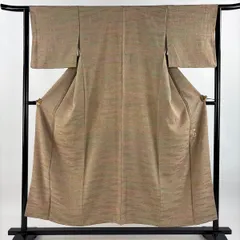 小紋 身丈153cm 裄丈62cm S 袷 陶彩染 霞 薄茶色 正絹 美品 名品 【中古】