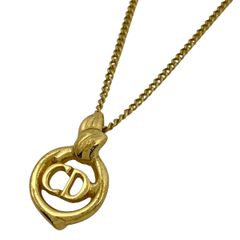 【在庫一掃】 クリスチャンディオール Christian Dior ロゴ ネックレス CD ネックレス GP ゴールド レディース 【中古】