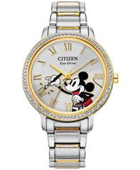 Free Shipping! Citizen Men's Mickey Mouse Two-Tone Stainless Steel Bracelet Watch, 33mm