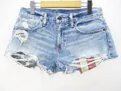 デニム&サプライ ラルフローレン DENIM & SUPPLY RALPH LAUREN デニム ショートパンツ 26 青系 ブルー ジップフライ ダメージ 加工 カットオフのサムネイル