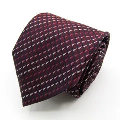 コムサメン ブランド ネクタイ シルク 格子柄 小紋柄 PO メンズ ワインレッド COMME CA MEN 【中古】