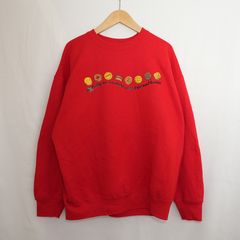 フルーツオブザルーム FRUIT OF THE LOOM スウェット トレーナー ドーナツ レッド 赤 XLサイズ 古着【UR-0587】