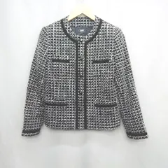 ◇ ⊇ tabi internatinal ツイード風 長袖 ジャケット サイズL ブラック ホワイト レディース E  【1504210011331】