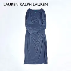 ci67 LAUREN RALPH LAUREN ロングジャージーワンピース カシュクール ギャザー ロングワンピース ドレス ローレンラルフローレン