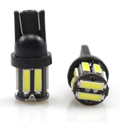 T10 LEDバルブ 2台セット 10連 5W級 ホワイト ナンバー灯 白 ポジション ウエッジ 2SMD 20チップ搭載 6000K 車 カスタム[定形外郵便、送料無料]