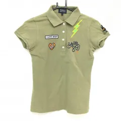 ★特価★パーリーゲイツ 半袖ポロシャツ カーキ 複数ワッペン 稲妻 レディース 1(M) ゴルフウェア PEARLY GATES