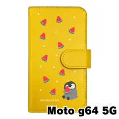【新品未使用】moto g64 5G Motorola モトローラ スマホケース 手帳型 (色：イエロー×柄：ペンギンとスイカ)moimoikka ペンギン 動物 flip2-motog64-ye-20139