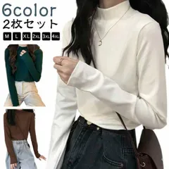【2枚セット】ボトルネック 両面起毛 カットソー レディース 長袖 トップス 防寒 インナー 大きいサイズ きれいめ 秋冬 春 無地 プチハイネック tシャツ あったかインナー 裏起毛 シンプル カジ#pop2481