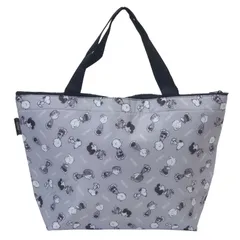 【人気商品】イエロー スヌーピー ブルー キャラクター かわいい エコバッグ グレー お買い物 ファスナー付き 軽量 3色の中からいずれかお届け トートバッグ Ｌサイズ ビッグ 27×40×マチ12cm 保冷バッグ 丸辰(Marutatsu)