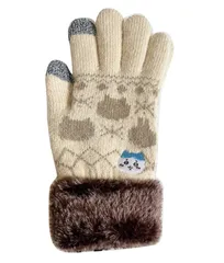 ちいかわ 雑貨3点 スマホ対応手袋 ハチワレ アイボリー フェイス巾着 サガラトートバッグ