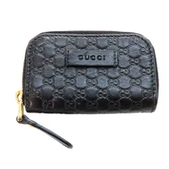 【中古】GUCCI  グッチ 449896 マイクロGG シマ レザー コインケース 財布 ブランド ブラック 黒 小銭入れ ラウンドファスナー 小さめ おしゃれ レディース メンズ A2503285 【無料ギフトラッピング承ります】