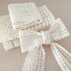 【数量限定】アンティーク風 DIY・裁縫・装飾 ハンドメイド材料 ベージュ リボン 長1m/柄 刺繍レース 幅5.5~8.3cm 6柄セット