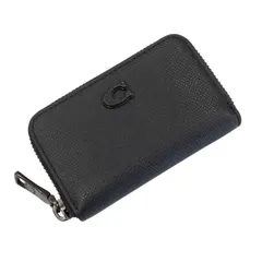コーチ(COACH) レザー スモールジップアラウンド カードケース CU220 ブラック 【中古】 JA-22691
