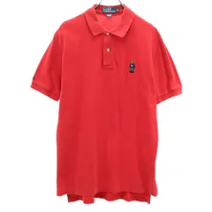 ポロバイラルフローレン ポロベア 半袖 ポロシャツ M レッド系 Polo by Ralph Lauren 鹿の子 メンズ 古着 【240324】