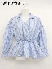 ◇ ITEMS URBAN RESEARCH カシュクール ストライプ 長袖 シャツ ブラウス サイズFree ブルー レディース  【中古】 【1108060007331】