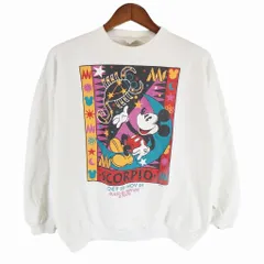 90年代 MICKEY&FRIENDS ミッキーマウス スウェット DISNEY ディズニー キャラクタープリント ホワイト (メンズ L) 中古 古着 O5226