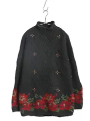 【お得なクーポン配布中!】 80s エルエルビーン ハイネック ウール ニット セーター レディース M ヴィンテージ アウトドア 花柄 フラワー 絵柄 デザイン 長袖セーター