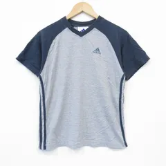 M/古着 アディダス adidas 半袖 ビンテージ Tシャツ メンズ 90s ワンポイントロゴ Vネック グレー他 霜降り spe 25sep26 中古