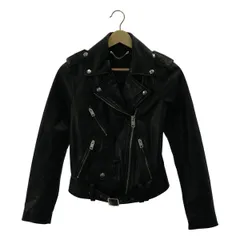【美品】  DIESEL / ディーゼル | 牛革 カウレザー バックプリント ダブルライダース ジャケット / 総裏地 | XXS | ブラック | レディース