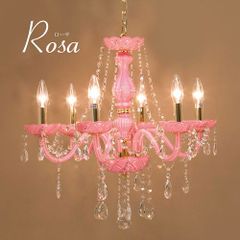 クリスタルガラス シャンデリア （6灯）ROSA ローサ PINK LED対応 E12/40W水雷型 照明 2703