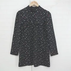 ◇ SLY スライ フロントデザイン 水玉 ドット 長袖 ミニ ワンピース サイズ2 ブラック マルチ レディース P  【1305240018976】