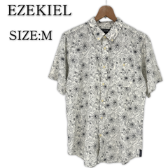新品未使用 EZEKIEL イズキール 半袖シャツ M 花柄 メンズ 古着 プリントシャツ モノトーン コットン
