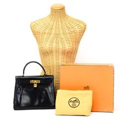エルメス HERMES ケリー28 内縫い ボックスカーフ (レザー) GD金具 〇I刻印 1979年 ハンドバッグ トップハンドルバッグ 手提げかばん ビジネスバッグ ヴィンテージ レディース メンズ ノワール (ブラック) 正規品 中古 mbl28002