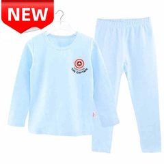 ✨新品✨子供パジャマ 男の子 キャプテン 長袖 上下セット コットン 綿100% ブルー 100 110 120 130 シンプル ルームウェア 部屋着 キッズ 寝間着 カジュアル プレゼント ギフト 春秋冬 肌着 インナー キッズパジャマ