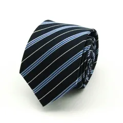 レミュー ブランド ネクタイ ストライプ柄 シルク メンズ ネイビー LES MUES  【中古】