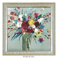 油絵 油彩オリジナル原画 南美穂子 花 薔薇を見つめる女性 0号 サイン入り