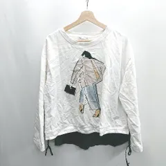 ◇ ⊂ ZARA ザラ イラストプリント 長袖 Tシャツ サイズS ホワイト系 レディース E  【1409100035216】