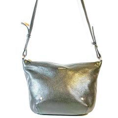 フルラ ショルダーバッグ ロゴ チャック コンパクト ブラック 黒 レザー FURLA