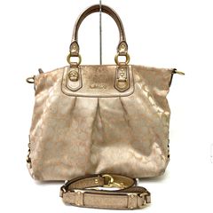 【COACH】コーチ シグネチャー柄 2WAY ショルダーバッグ ハンドバッグ ベージュ系 F15805 ★
