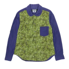 ブラックコムデギャルソン BLACK COMME des GARCONS カモフラ柄 切替 ジャケット シャツ 迷彩 長袖 アウター パープル カーキ XS メンズ YBA5 のサムネイル