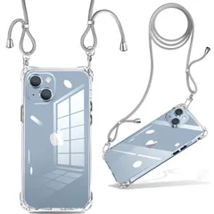 【在庫処分】カバー アイフォン14 透明 薄型 スマホケース 軽量 TPUスマホ シリコン ストラップ付き 紐付き 斜めがけ 耐衝撃 織りストラップ付き 肩掛け 調節可能なショルダー ショルダー クロスボディ 多目的キャリー クリア ファッションデザイン ワイ