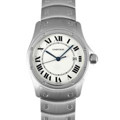 カルティエ Cartier サントス クーガー MM 腕時計 ホワイト文字盤 SS ボーイズ【中古】