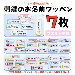 刺繍のお名前ワッペン ７枚　サイズ変更対応　入園グッズ　入学グッズ　アイロンワッペン　ワッペン　フエルト　メルカリshop　ぴっこりりこるでぃ