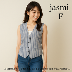 AS0332 jasmi ストライプ柄ベスト Fサイズ シルク100% 新品未使用