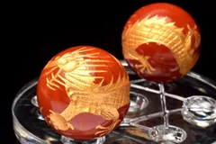 五爪皇帝龍 レッドジャスパー　30mm　金彫青龍 丸玉(台座付き) スフィア 1個売り パワーストーン 天然石 _CRG169-6【宅急便】