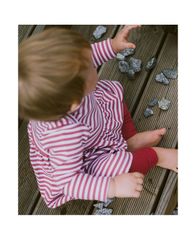 《COODO》オーガニックコットン100%　ワンピース　110  ／　BASIC DRESS(110)_rasberry stripe